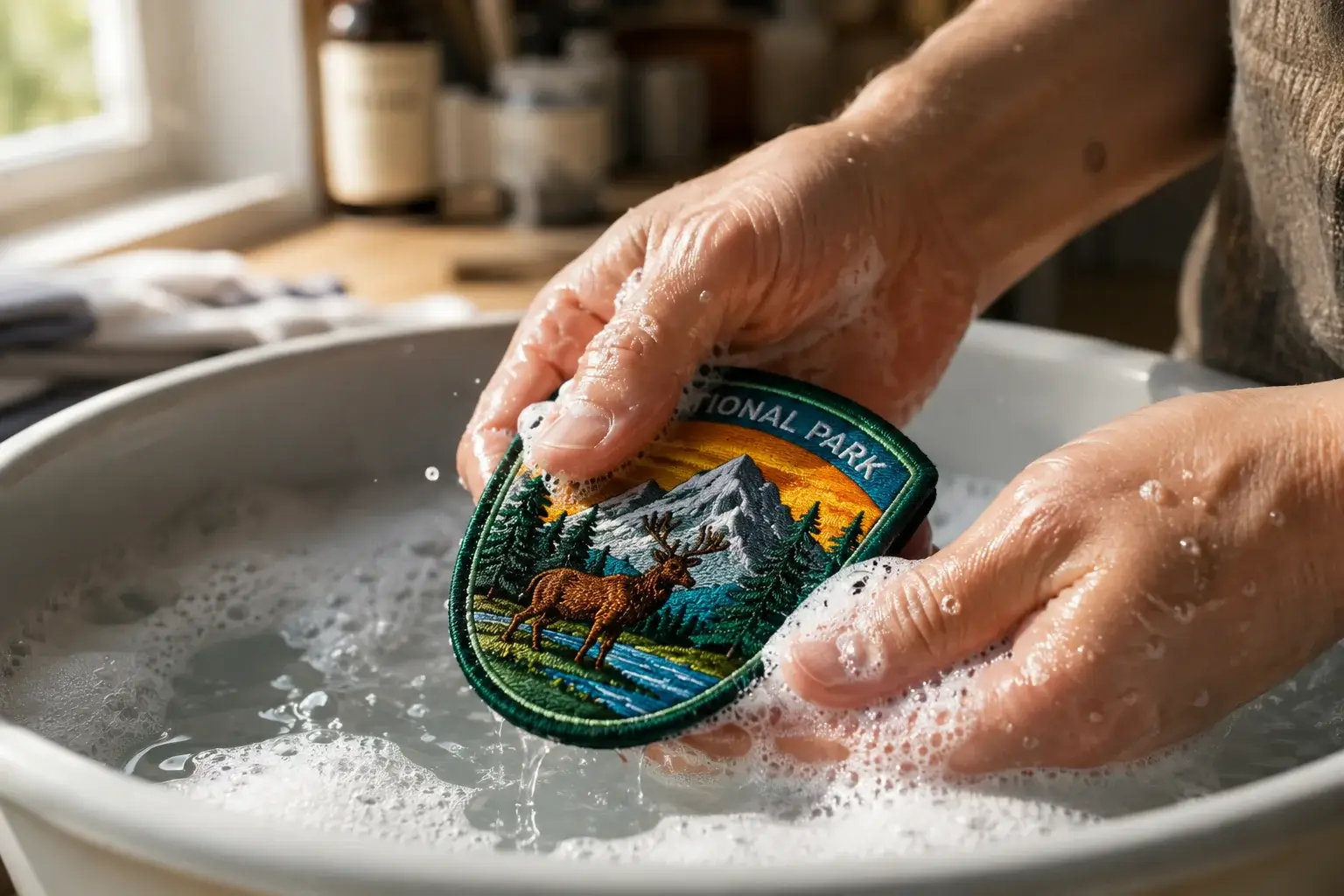 Cleaning custom embroidered patches step by step